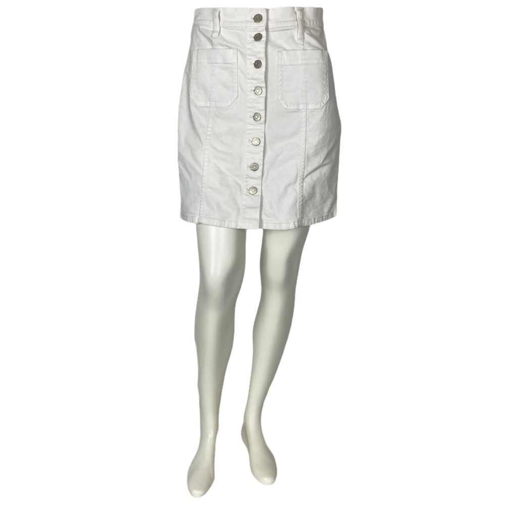 Madewell Patch Pockets Button Front Denim Skirt 26 - image 1